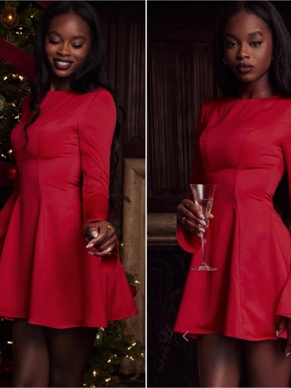 House of CB London Sacha Holiday Mini Dress Red Size Small